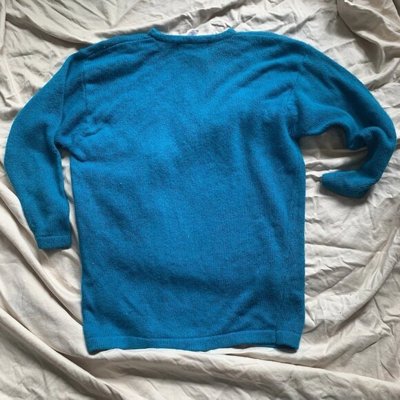 I.B. Diffusion VTG 90s Beaded Silk Blend Angora Sweater Women's Size M Blue - Picture 8 of 16
